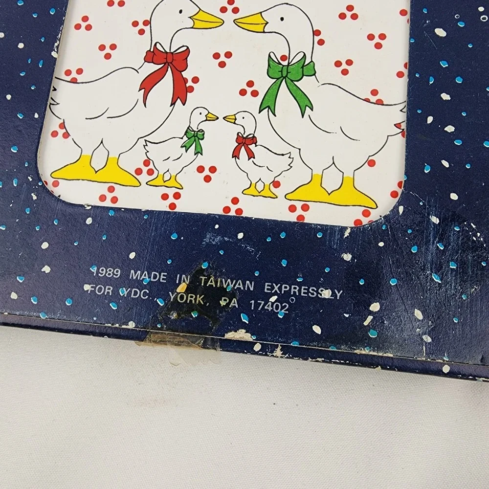 Vintage Christmas Goose Tree Bear Trivet Set Of 4 Country Decor Ceramic‎ Coaster